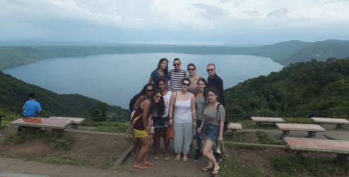 Volunteers at a lake 